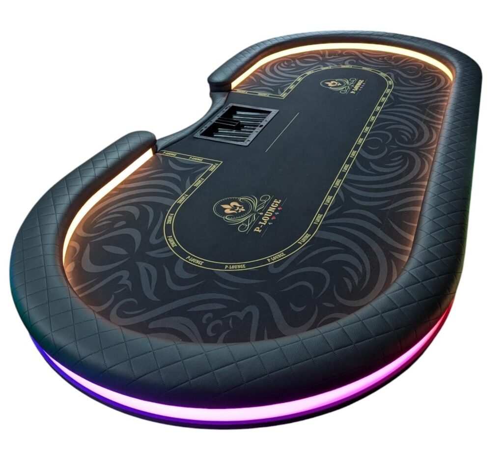 „Handgefertigter Pokertisch aus Massivholz mit professioneller Spielfläche“